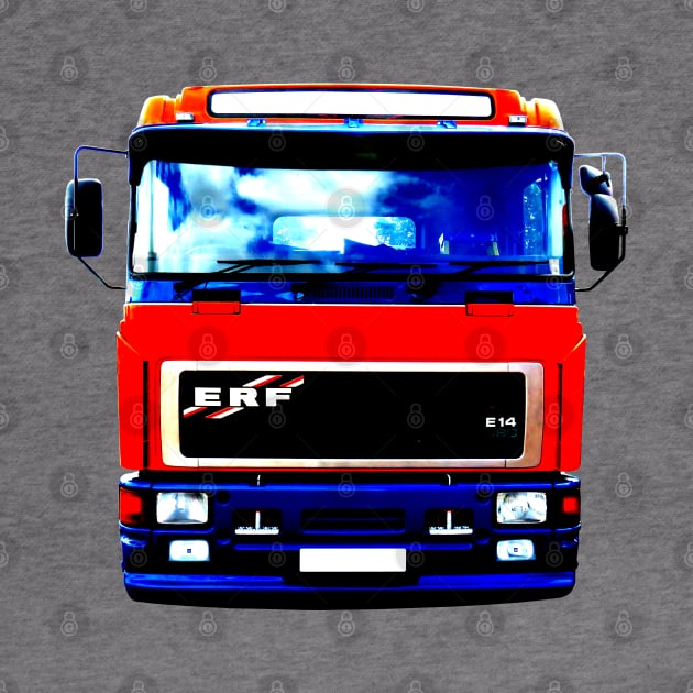 Classic 1990s ERF E Series lorry high contrast red by soitwouldseem